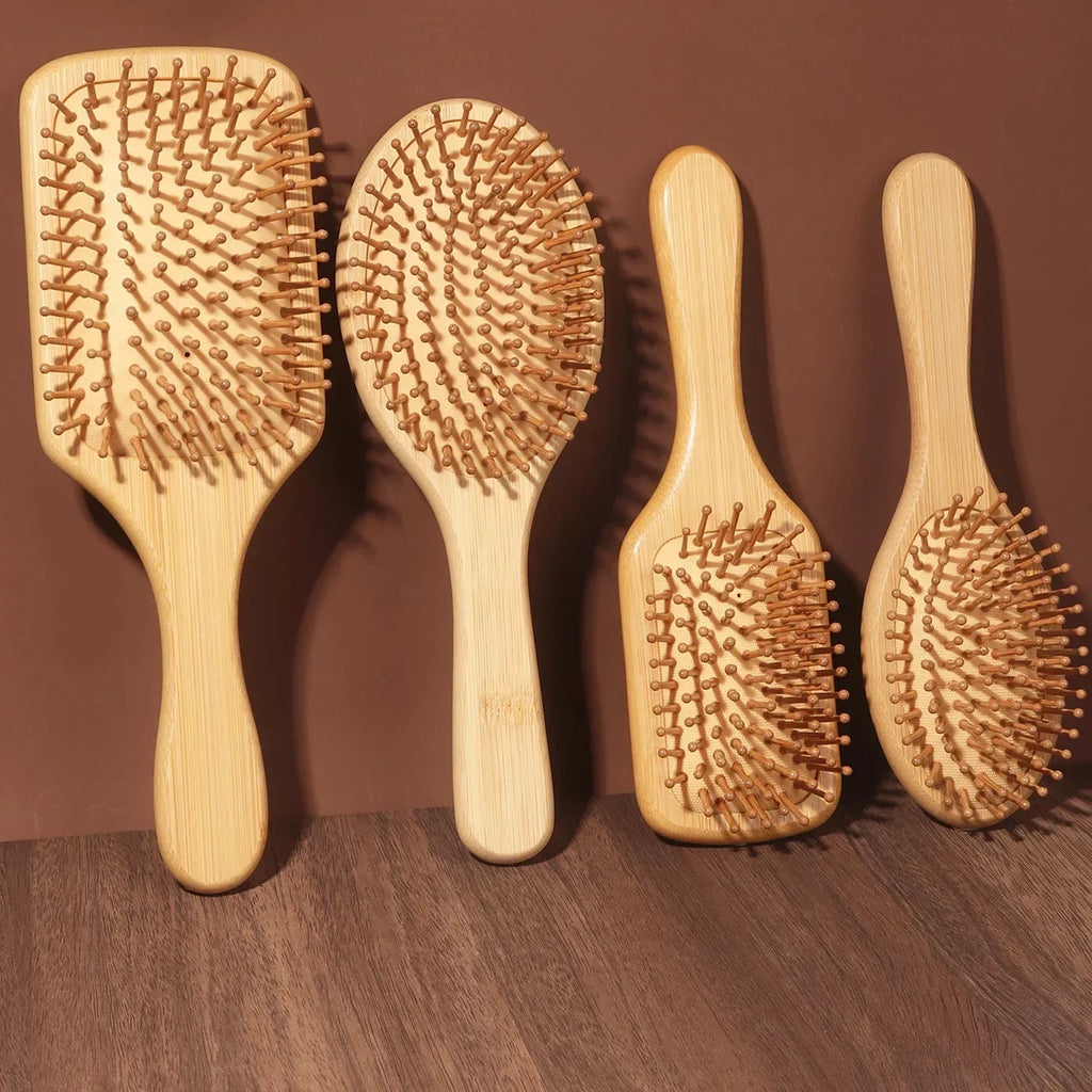 Natural Bamboo Air Cushion Paddle Comb | Scalp Massage & Wig