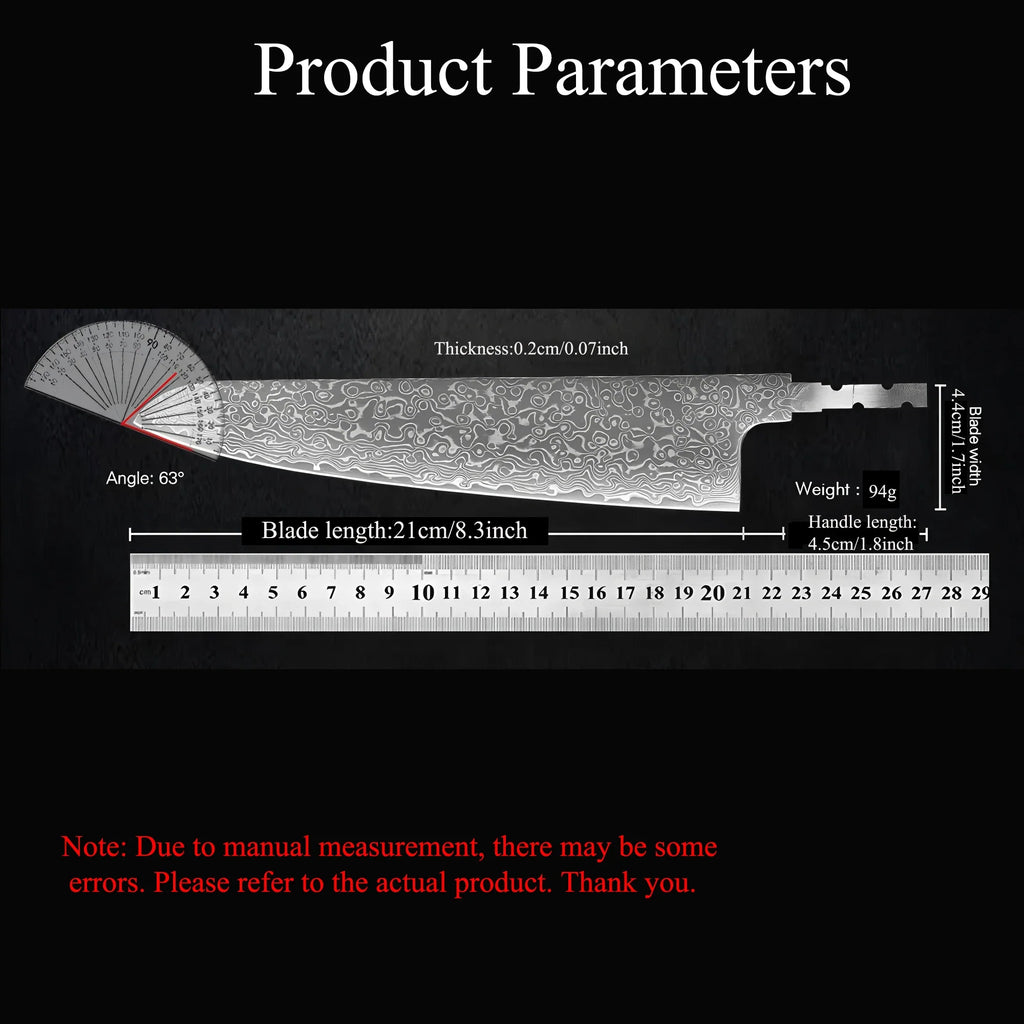 67-Layer Damascus Steel Chef Knife Blank Blade | DIY Knife Making