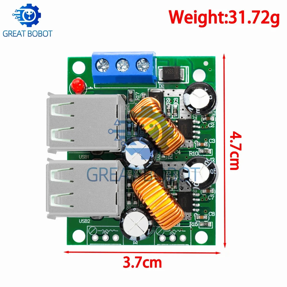 4-Port USB Step-Down Converter Board DC 12V/24V/40V to 5V 5A