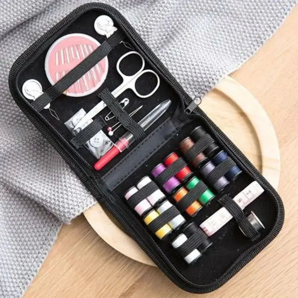Portable Mini Sewing Kit – 12 Threads, Needles & Organizer Box