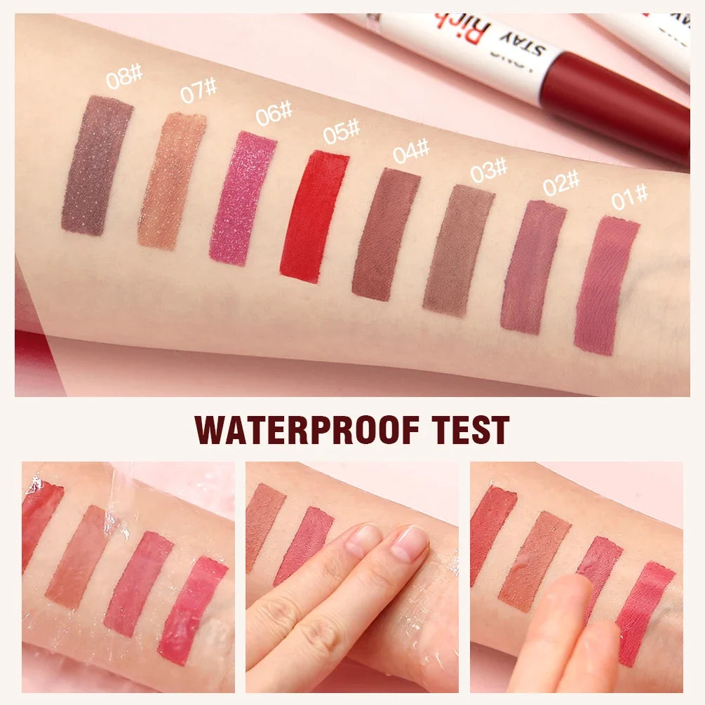 QiBest 8-Color Matte Liquid Lipstick & Hydrating Lip Balm Duo