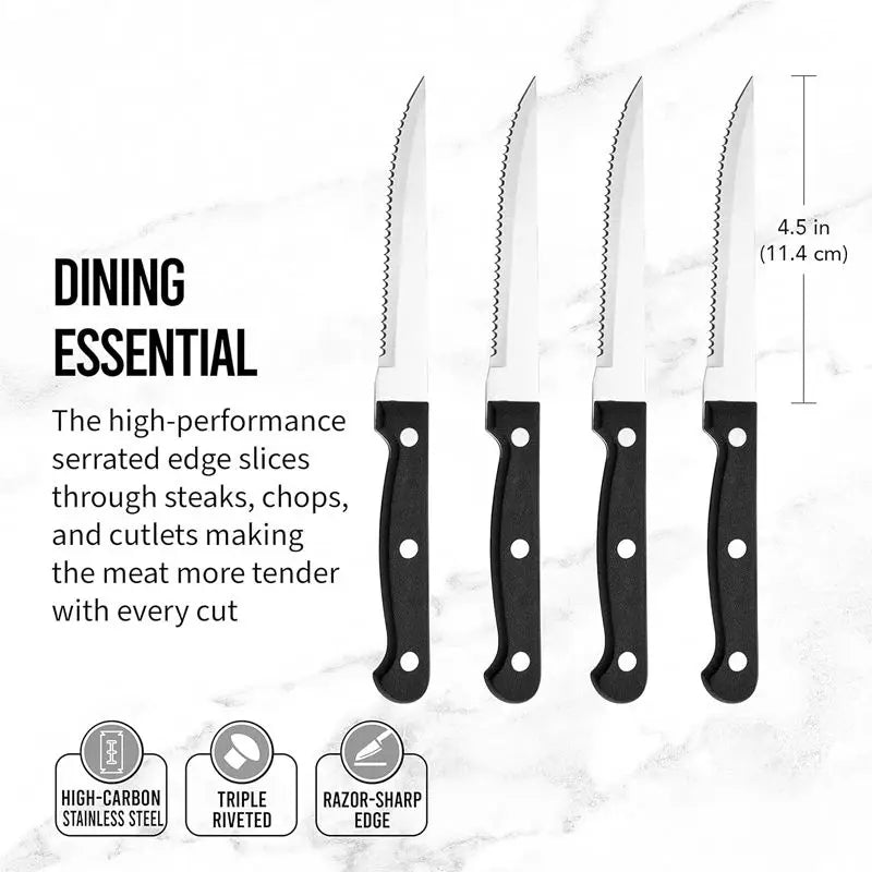Serrated Stainless Steel Steak Knives Set – 4 to 16 Pieces