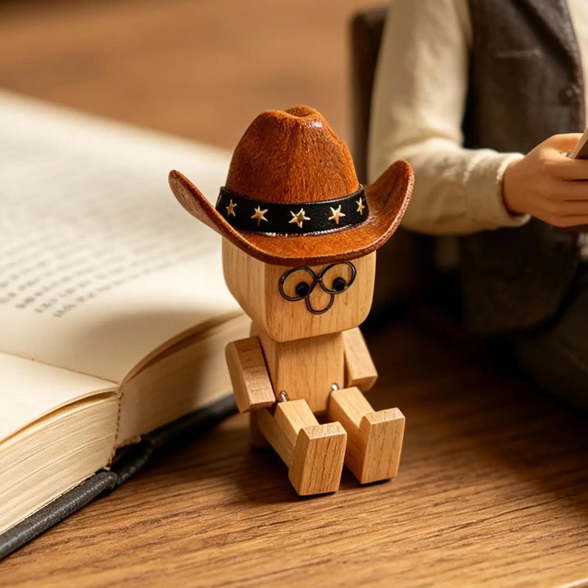 Wobbly Wooden Cowboy Figurine | Spring Shaking Dashboard Toy