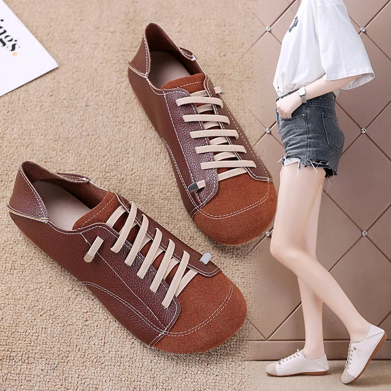 Women's Harajuku Flat Loafers – Wide Toe Lace-Up Slip-On Mules