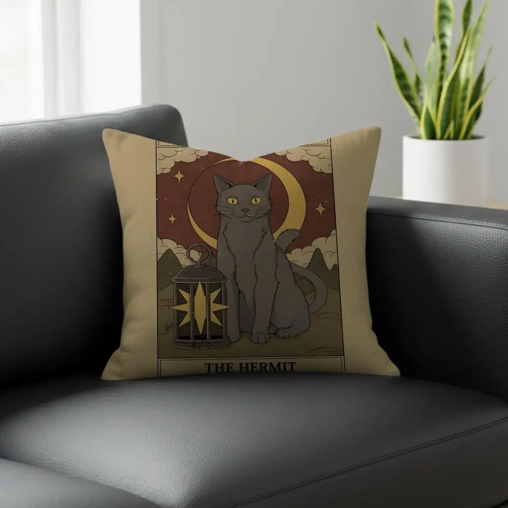 Tarot Cat Linen Cushion Cover – Sofa, Bed & Chair Décor