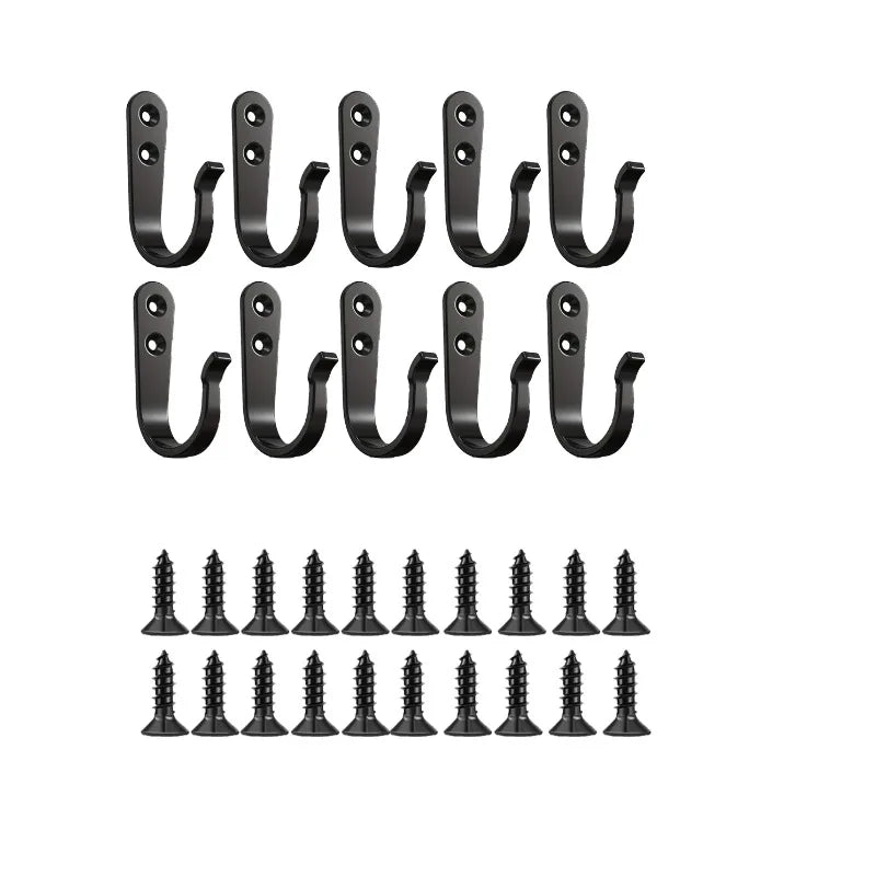 5 10 Sets Heavy Duty Iron Hooks Screws Anti-rust Wall Mounted Hanger