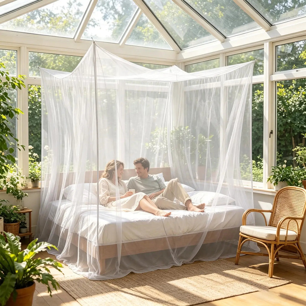 Four-Door Square Canopy Mosquito Net – Bed, Patio & Camping