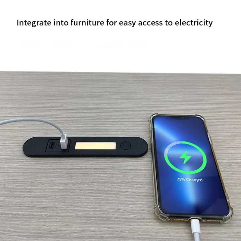 USB Type-c Charging Socket Led Light Multi-function Embedded Night
