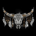 Rhinestone Iron-On Patch – Bohemian Cow Skull Appliqué 29.7x21cm