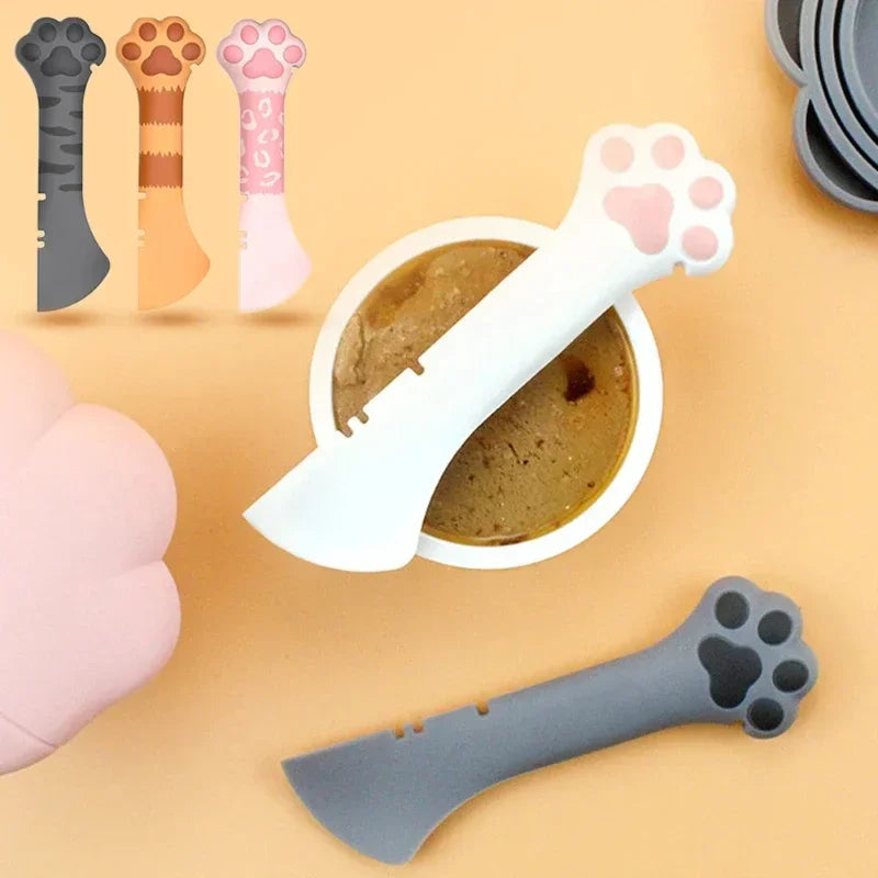 2-in-1 Cat Paw Silicone Food Scoop & Can Opener for Wet Food