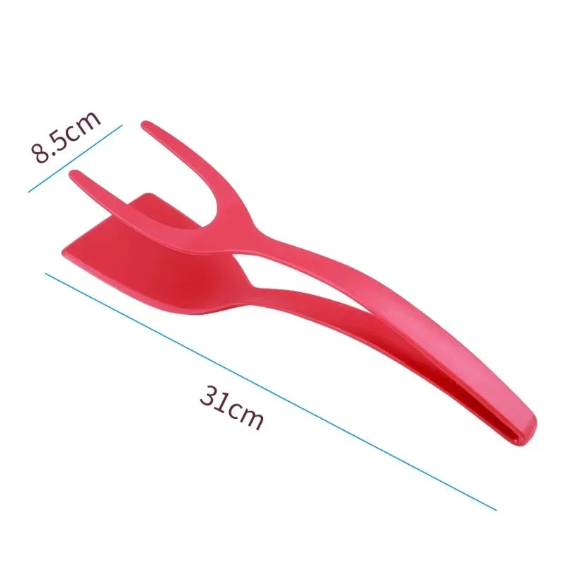 1 Shovel Clip Silicone Grip Flip Tongs Egg Steak Spatula Clamp
