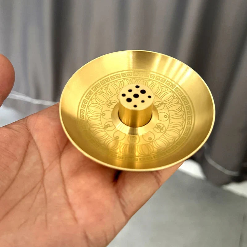Round 9-Hole Brass Incense Holder Tray – Yoga & Meditation