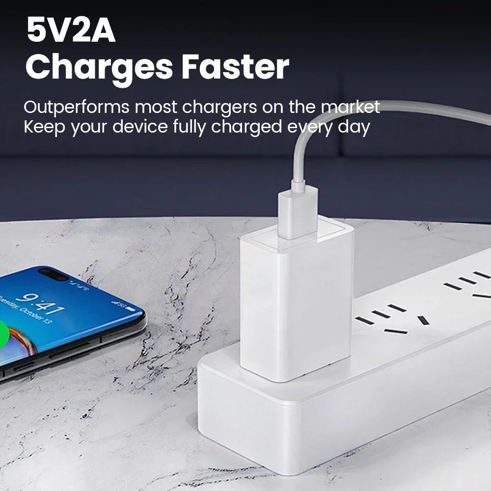 2A USB Wall Charger EU/US Plug – iPhone, Samsung, Huawei