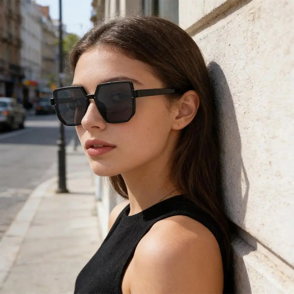 Oversized Square Rimless Sunglasses UV400 – Unisex Vintage