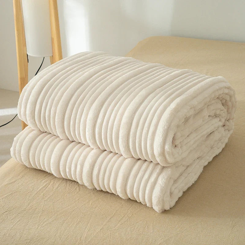 Ribbed Flannel Fleece Throw Blanket – Super Soft All Season