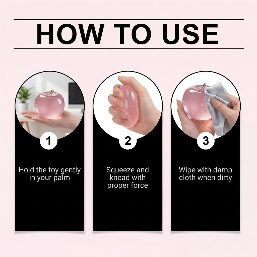 Squishy Pink Apple Fidget Sensory Squeeze Toy – Kids & Adults