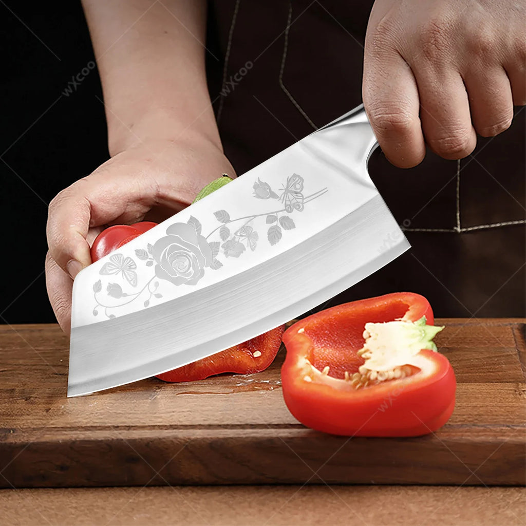 WXCOO 7.8" Chinese Cleaver | 5Cr15 Steel Chef & Butcher Knife
