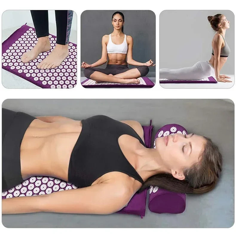 Acupressure Mat & Pillow Set | Yoga Muscle Relaxation Massage