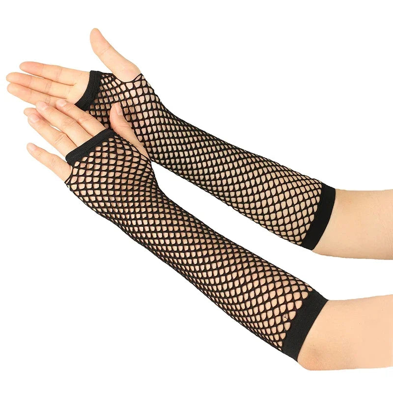 Women's Long Fingerless Fishnet Gloves | Punk Rock Arm Warmers