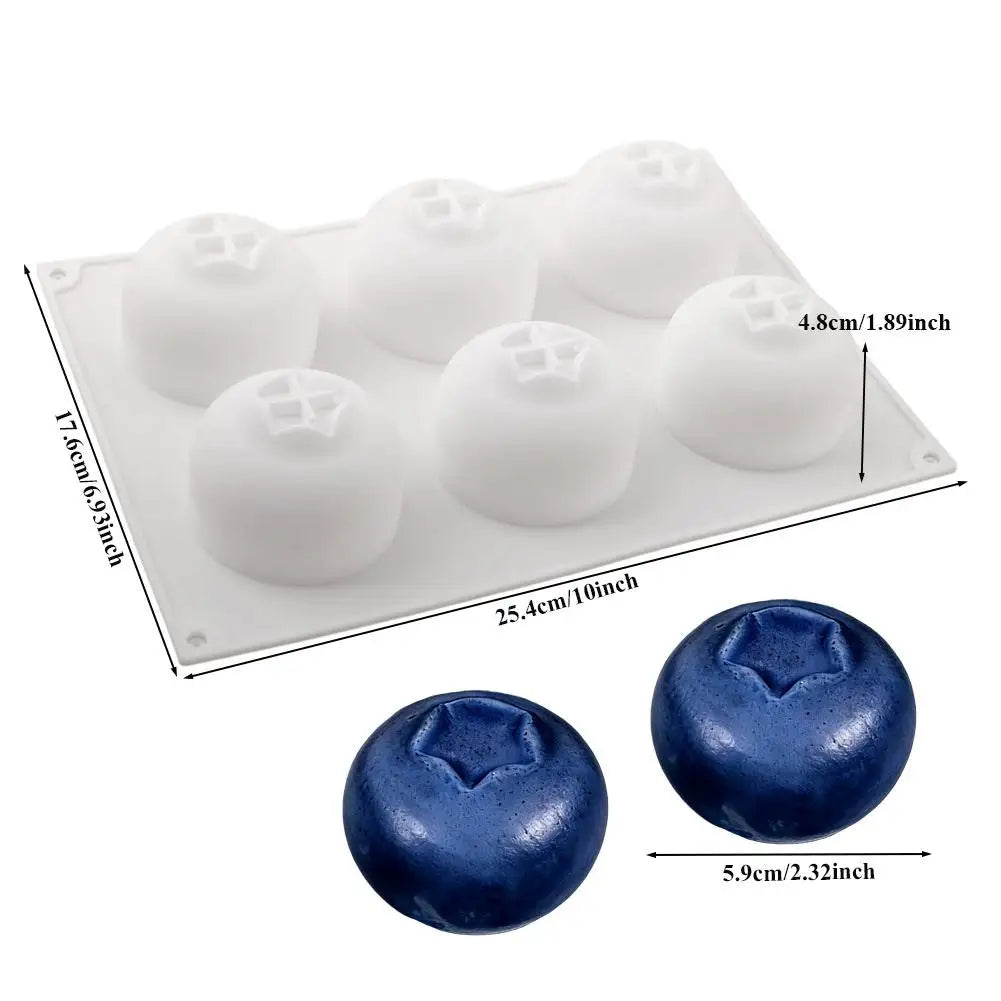 6-Cavity Blueberry Silicone Mold | 3D Mousse Cake & Desserts