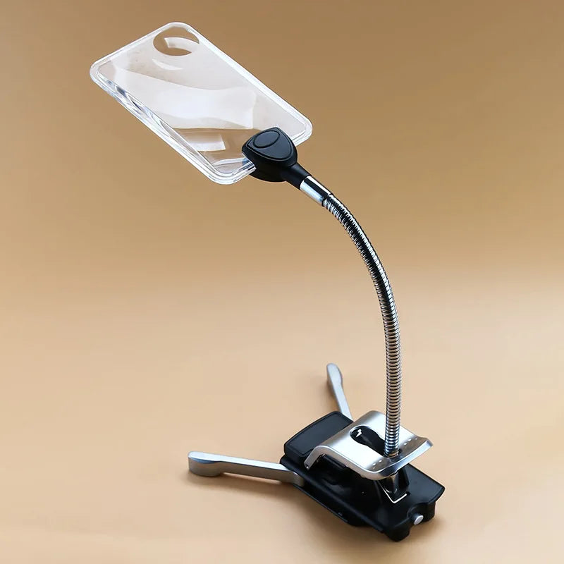 Rectangular LED Magnifying Glass with Desk Clip | Reading Aid