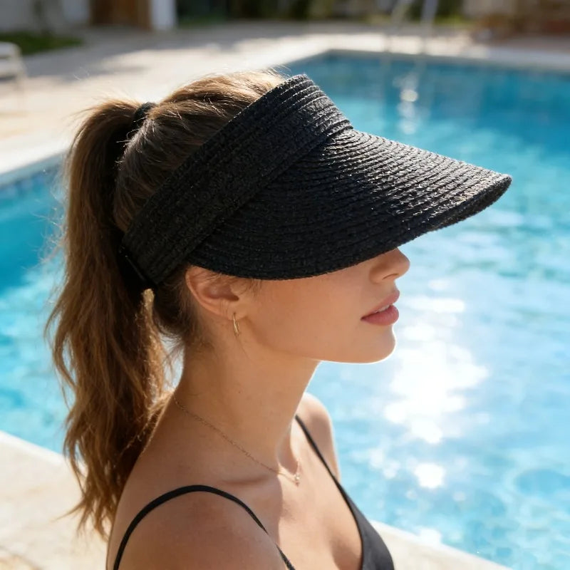 Women's Foldable Wide Brim Straw Sun Hat | UV Beach Travel