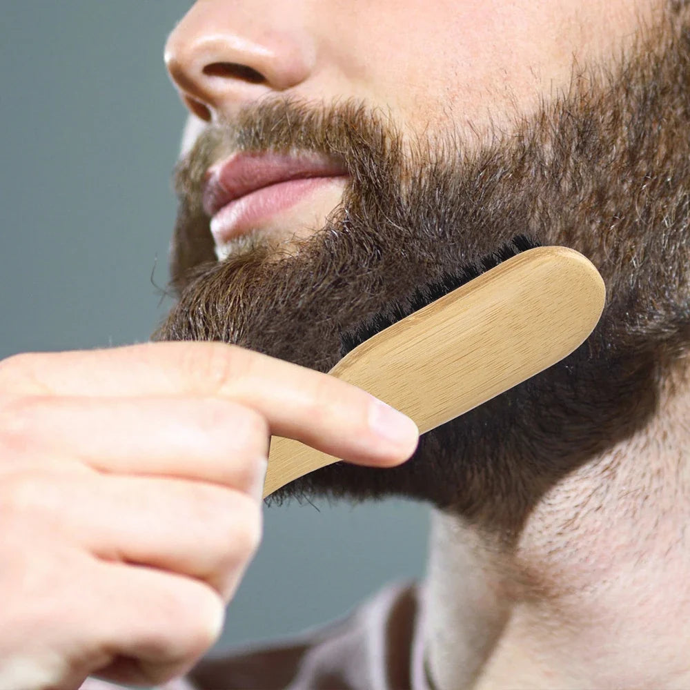 Boar Bristle Beard Brush with Wooden Handle | Men's Grooming