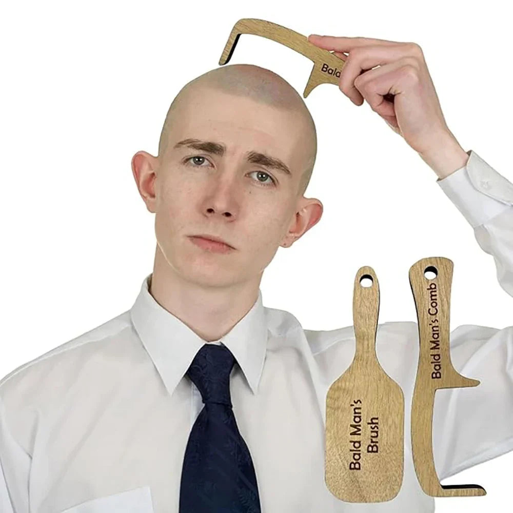 Bald Man Brush – Funny Wooden Novelty Gift for Bald Heads