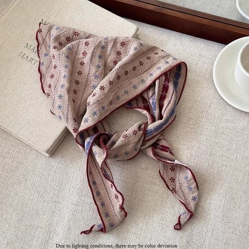 Vintage Floral Triangle Scarf – Boho Bandana Headband Women