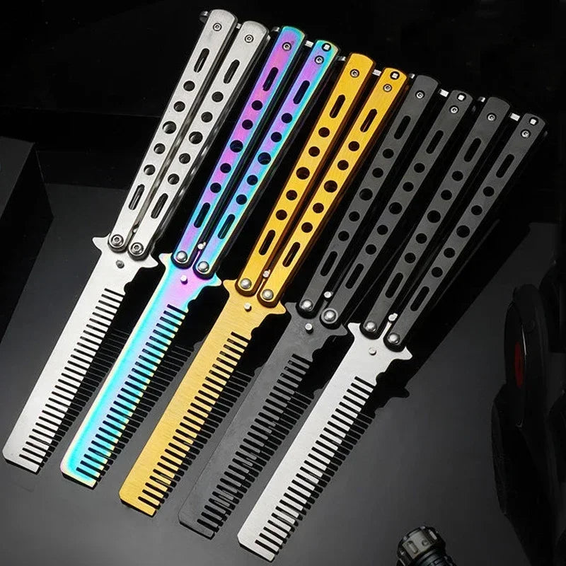 Foldable Butterfly Comb – Stainless Steel Beard & Hair Styling