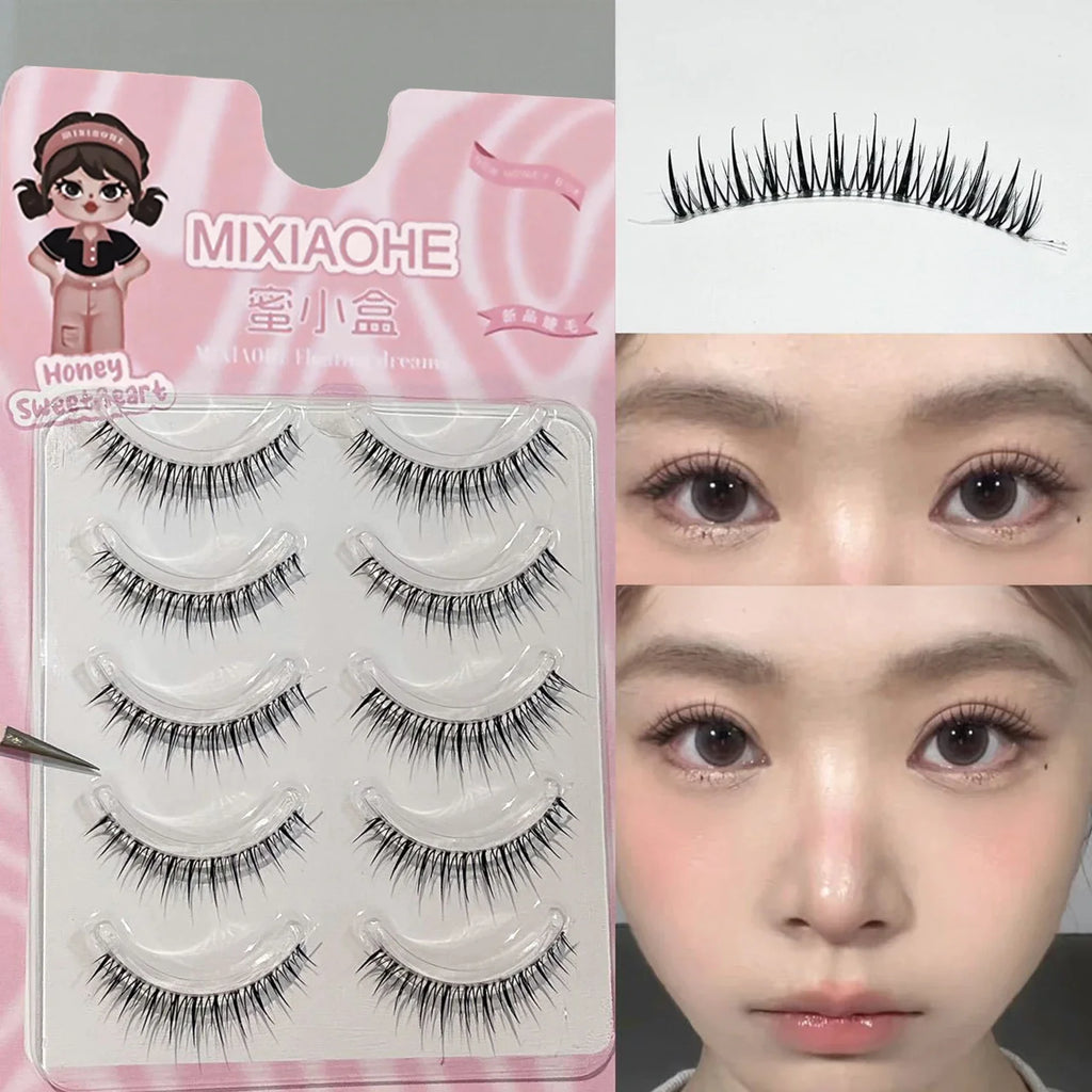 Natural Wispy Strip False Eyelashes – 5 Pairs DIY Lash Set