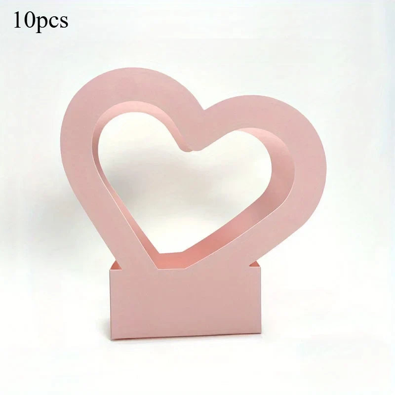 10-Pack Heart-Shaped Flower Tote Bags – Pink Florist Gift Carrier