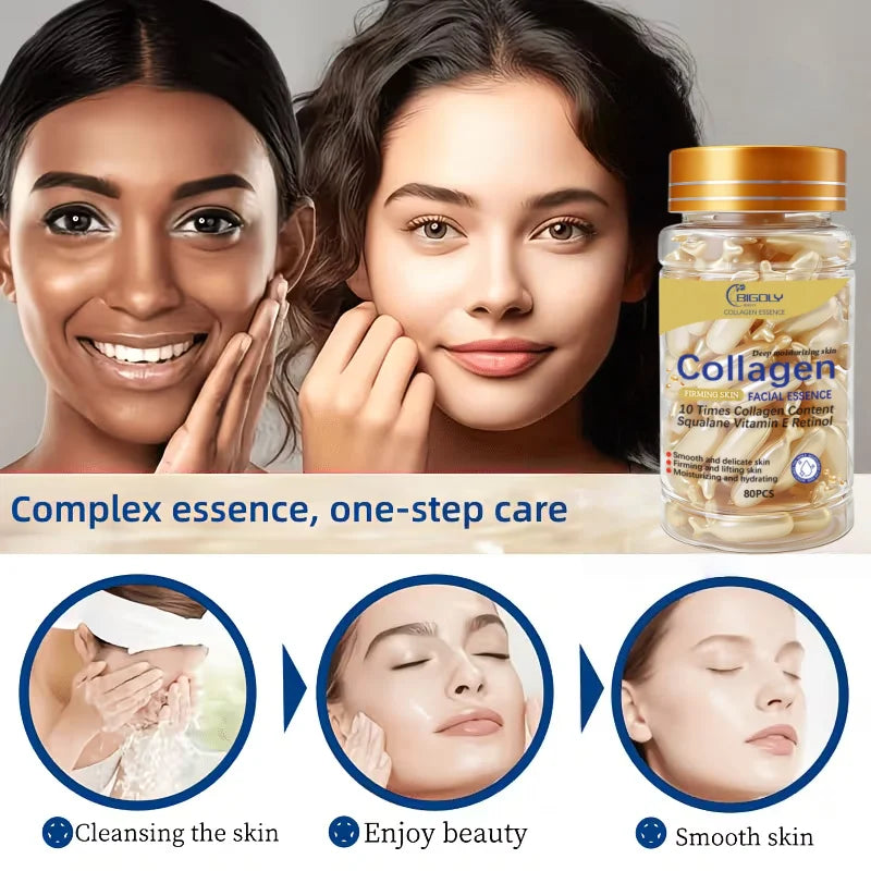 80 Collagen Facial Essence Capsules – Firming & Moisturising Serum