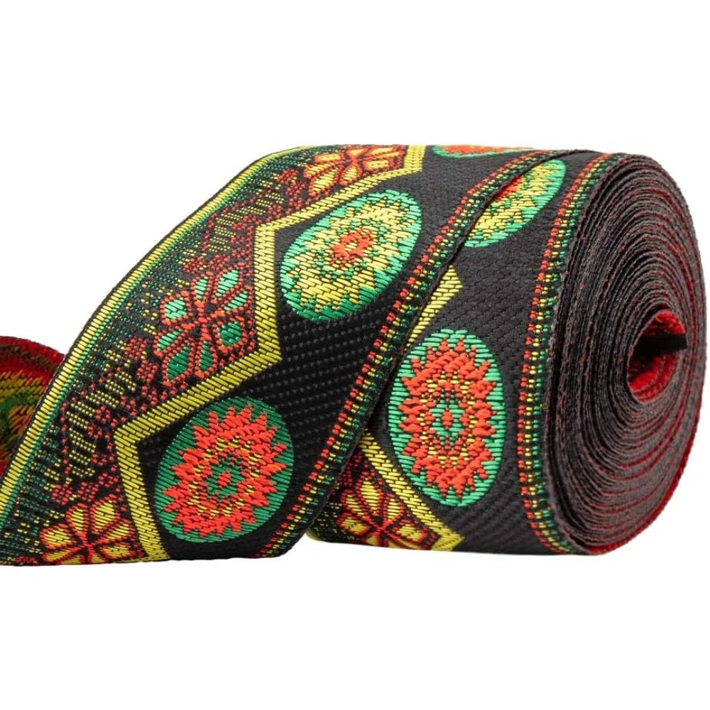 Floral Embroidery Polyester Ribbon 48.5mm 7m | Craft Trim