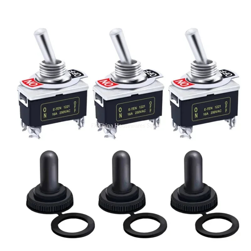 5-Pack Waterproof Rocker Toggle Switch SPST ON/OFF 16A 250V