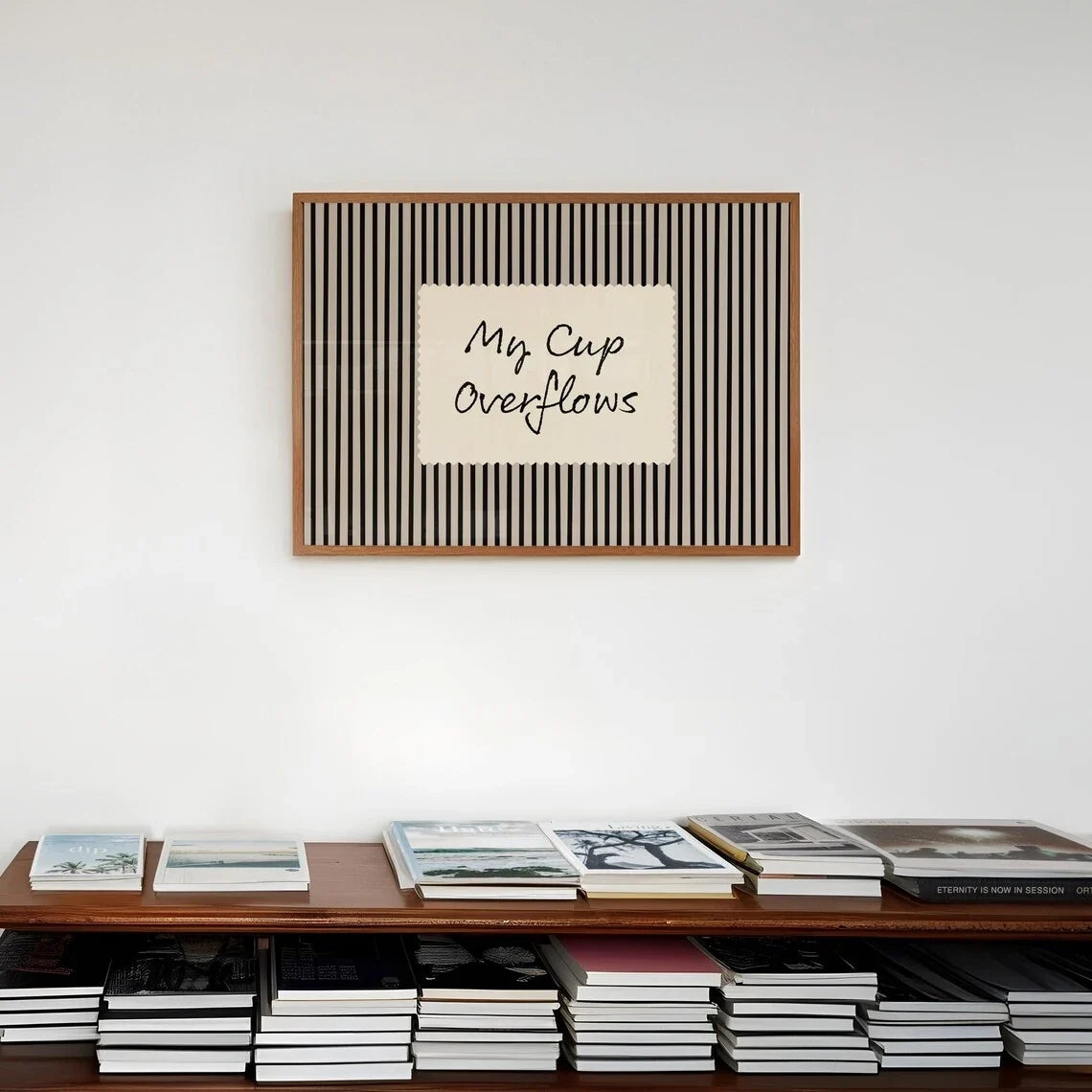 "My Cup Overflows" Christian Canvas Wall Art | Black Stripe