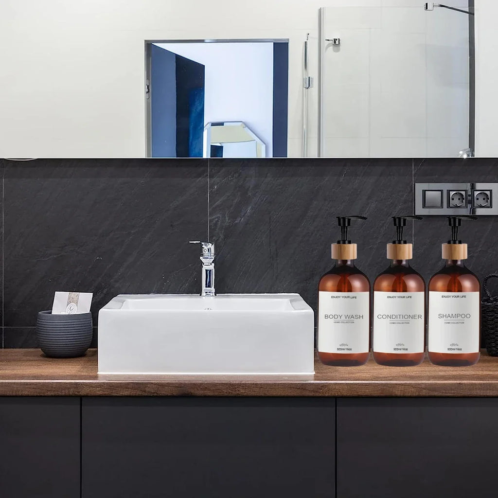 500ml Shampoo & Conditioner Pump Dispenser Bottles – 3 Pack