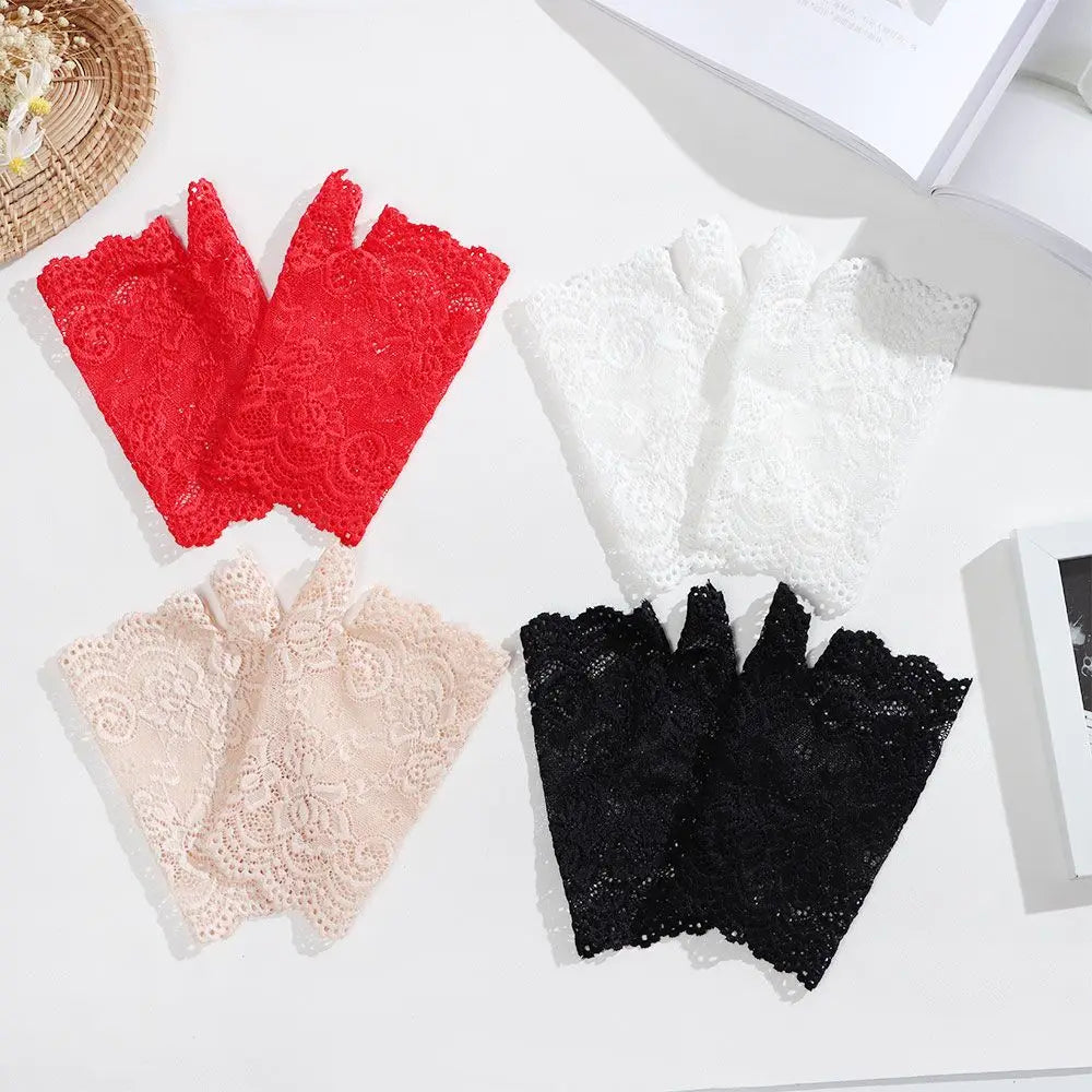Women's Lace Fingerless Gloves – UV Sun Protection, Dance & Drive