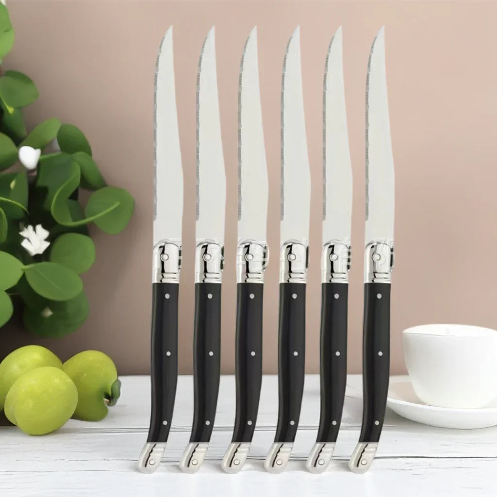 9" Laguiole Steak Knives Set – Serrated Stainless Steel 1–8 Pcs