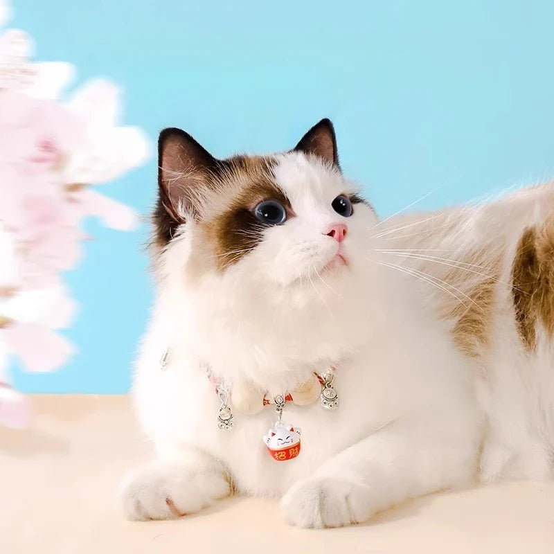 Cat Collar with Bell & Sash – Kitten Neckerchief Neck Band