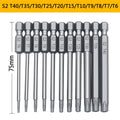 11-Pc Magnetic Torx Security Bit Set T6–T40 | 1/4" Hex Shank