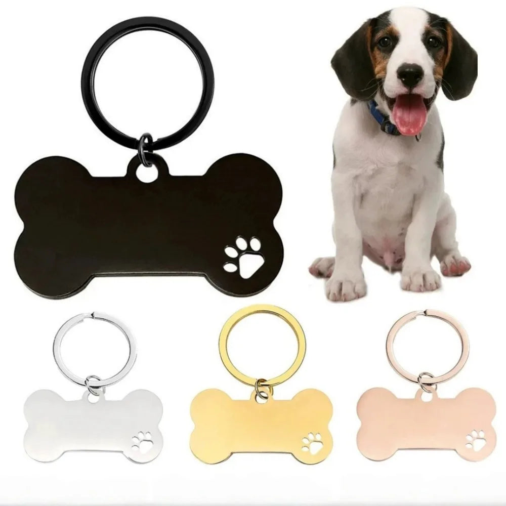 Personalized Bone-Style Stainless Steel Dog Name Tag | Pet ID