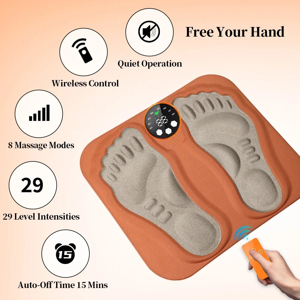 3D EMS Foot Massager Pad | 8 Modes 29 Levels RF Remote