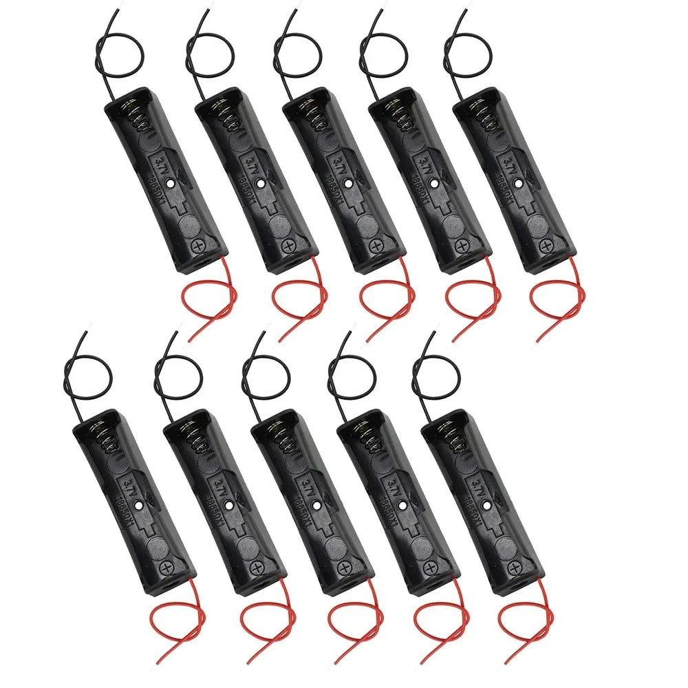 10-Pack 18650 Battery Holder Case 1-Slot with Wire Leads – DIY