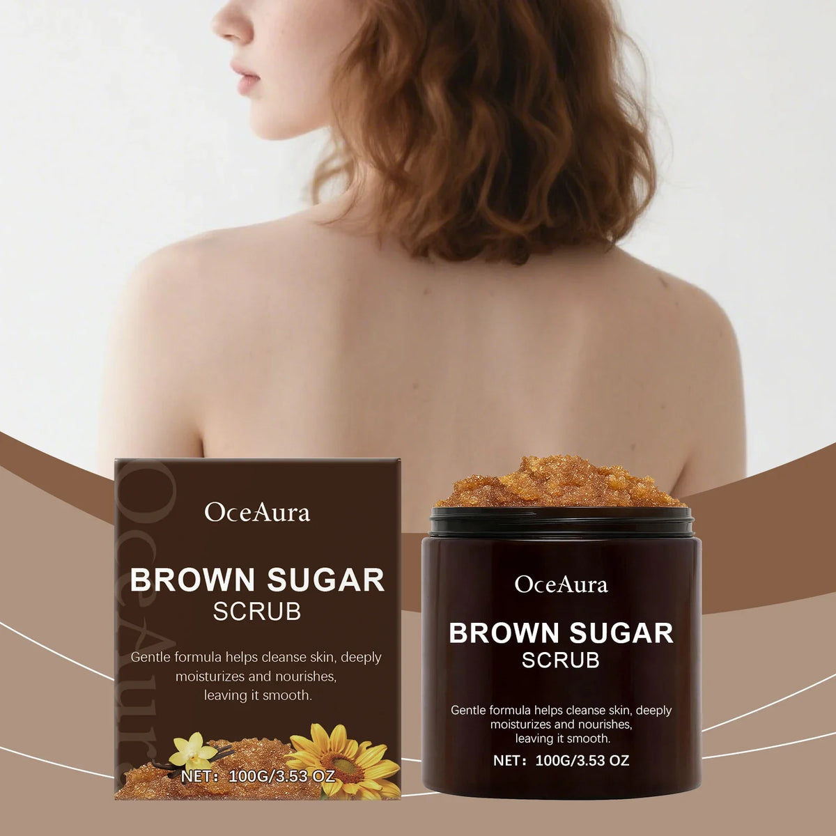 OceAura Brown Sugar Body Scrub – Exfoliate & Brighten Skin