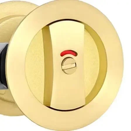 Gold Flush Pocket Door Lock – Zinc Alloy & Privacy Indicator