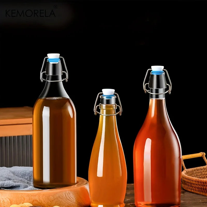 Frosted Glass Bottle 500ml/750ml – Airtight Flip Lock Brewing Jar