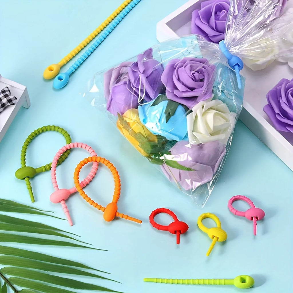 Silicone Reusable Cable Ties | Colorful Cable Management Organizer