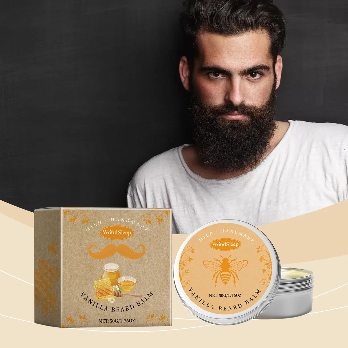 Natural Vanilla Beard Balm – Nourishing Styling Cream 50g