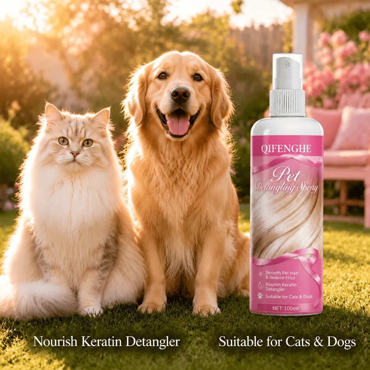 Pet Smoothing Detangling Spray 3.38oz – Safe for Dogs & Cats